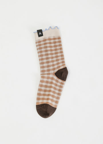 Loni Sock / Tan-Cream-Blue