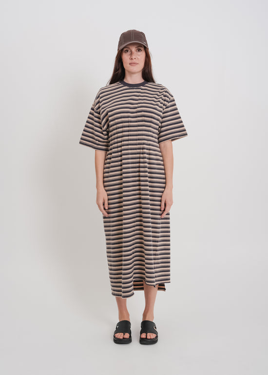 Mariette Tee Dress / Beige-Navy
