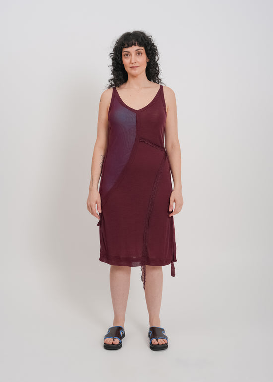 Odette Dress / Burnt Maroon-Blue