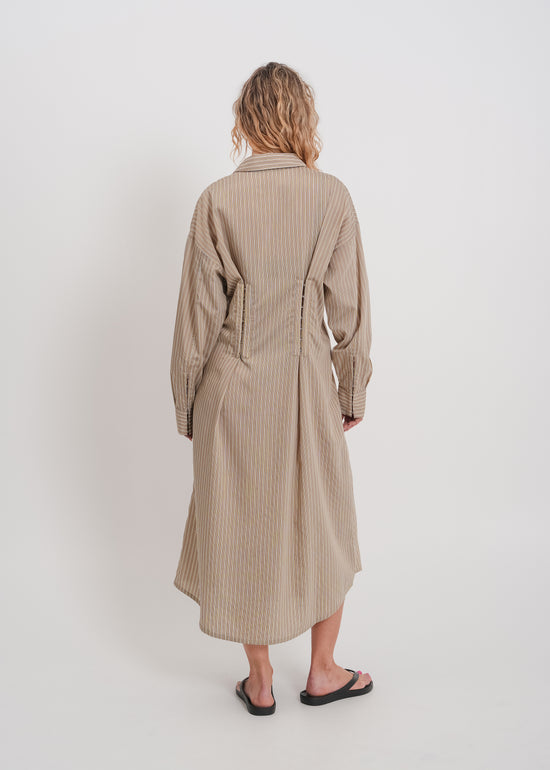 Verity Shirt Dress / Mocha-Yellow-White-Black