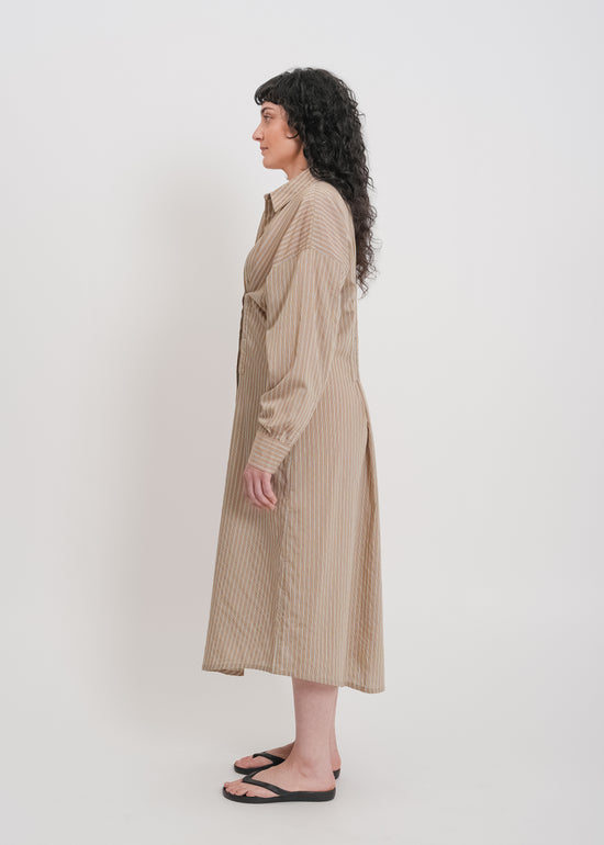 Verity Shirt Dress / Mocha-Yellow-White-Black
