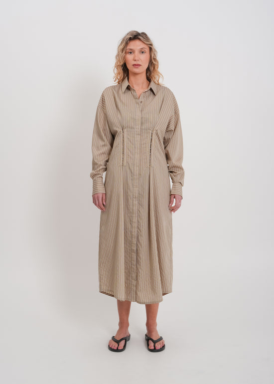 Verity Shirt Dress / Mocha-Yellow-White-Black