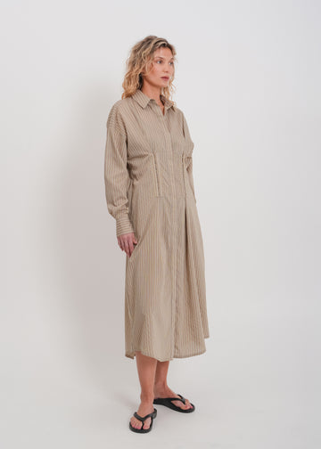 Verity Shirt Dress / Mocha-Yellow-White-Black
