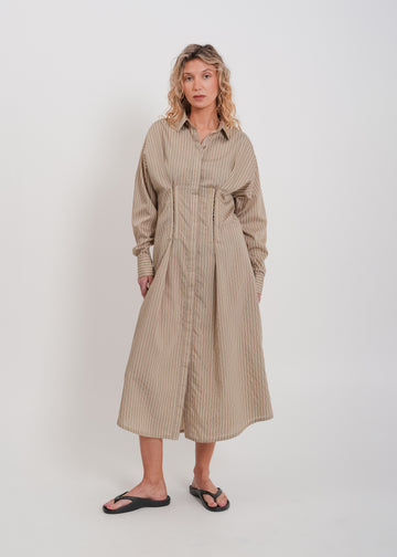Verity Shirt Dress / Mocha-Yellow-White-Black
