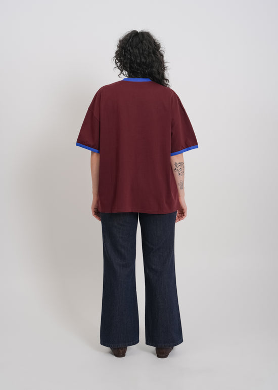 Maxwell Tee / Burnt Maroon-Blue