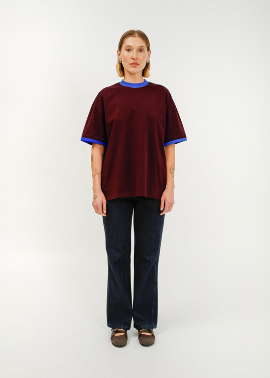 Maxwell Tee / Burnt Maroon-Blue