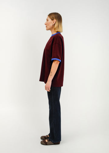 Maxwell Tee / Burnt Maroon-Blue
