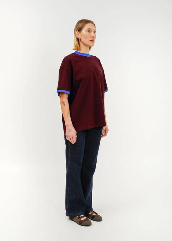 Maxwell Tee / Burnt Maroon-Blue