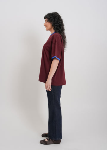 Maxwell Tee / Burnt Maroon-Blue