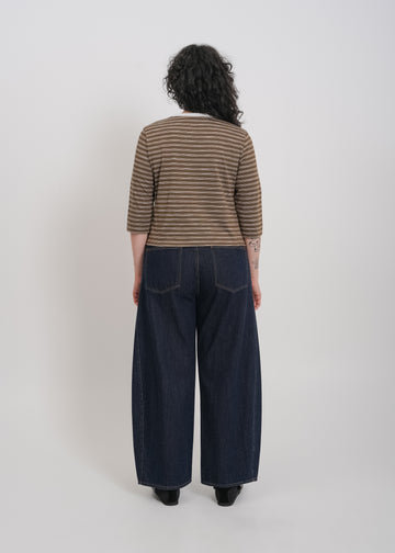 Gwyneth 3/4 Sleeve Tee / Khaki-White