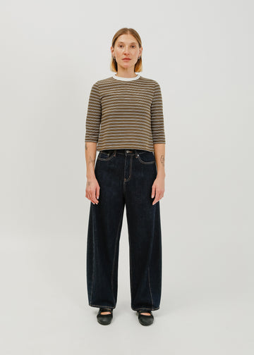 Gwyneth 3/4 Sleeve Tee / Khaki-White