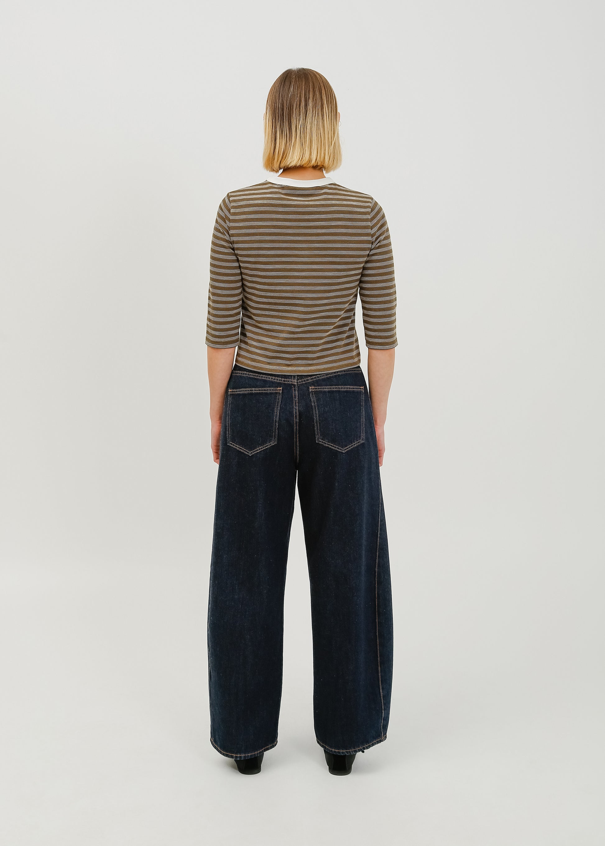 Gwyneth 3/4 Sleeve Tee / Khaki-White - 
Khaki White (image 4)