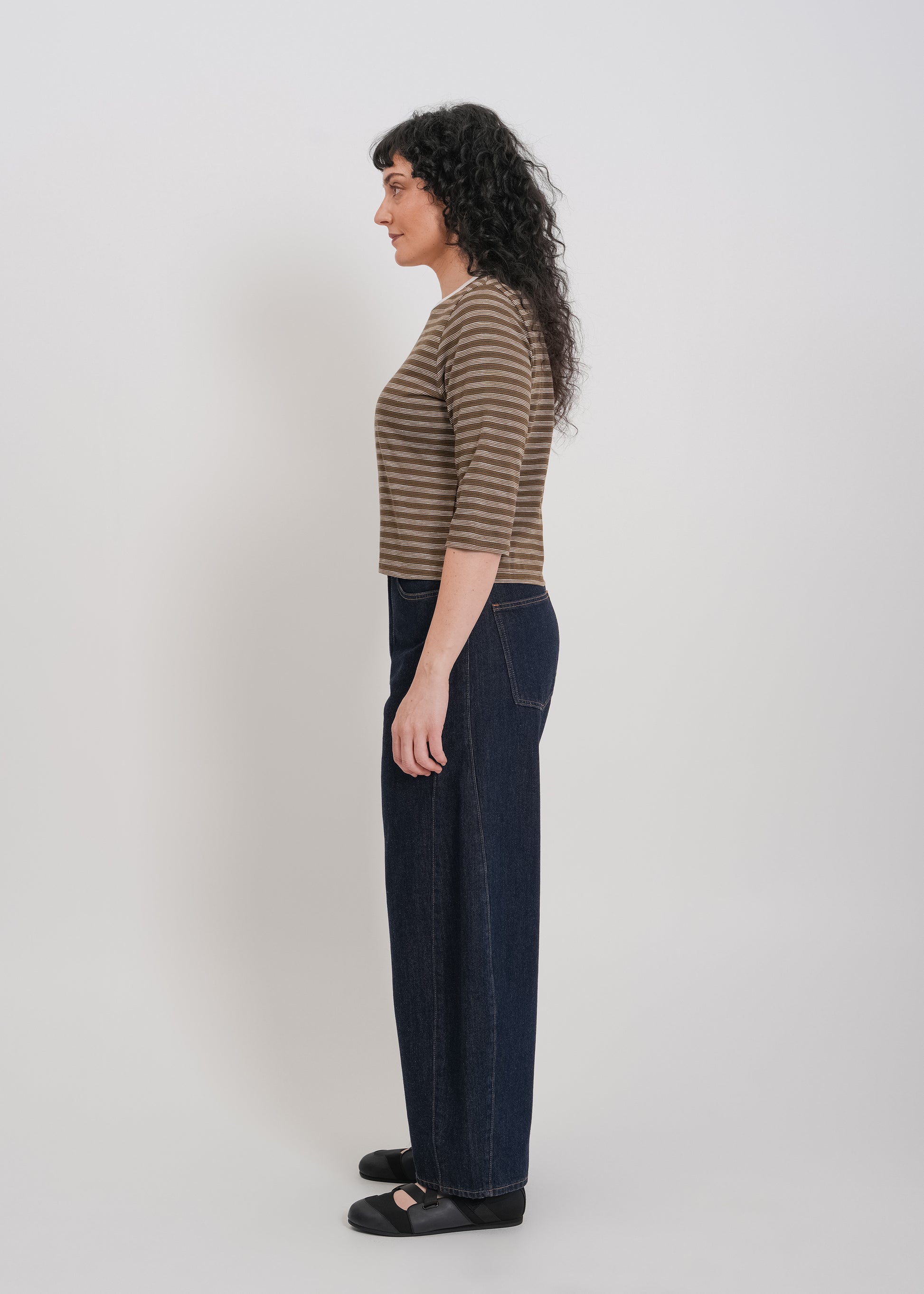 Gwyneth 3/4 Sleeve Tee / Khaki-White - 
Khaki White (image 8)