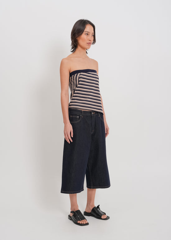 Amber Strapless Top / Beige-Navy