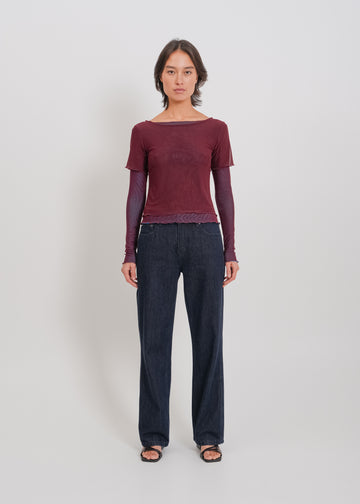 Alani Top / Burnt Maroon-Blue