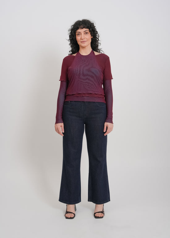 Alani Top / Burnt Maroon-Blue