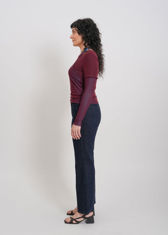 Alani Top / Burnt Maroon-Blue