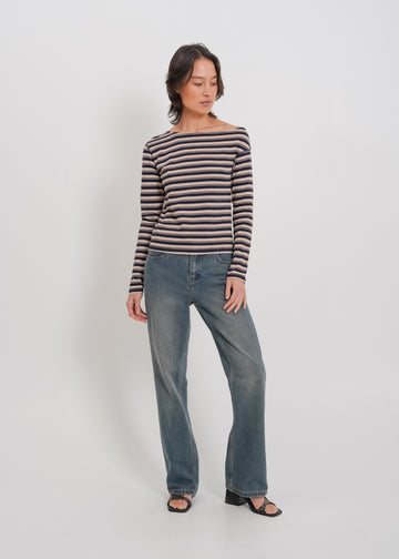 Genevieve Top / Beige-Navy