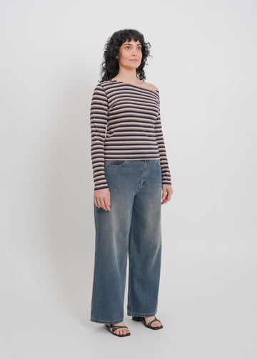 Genevieve Top / Beige-Navy