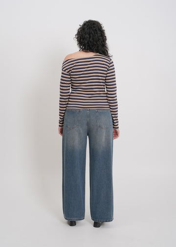 Genevieve Top / Beige-Navy