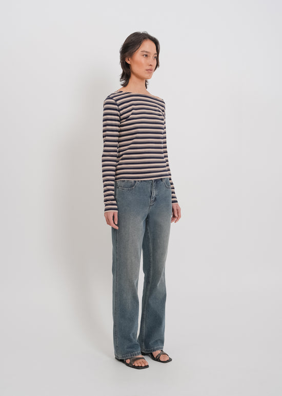 Genevieve Top / Beige-Navy