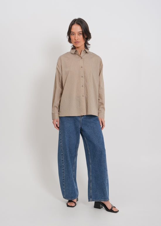 Tobias Shirt / Mocha-Yellow-White-Black