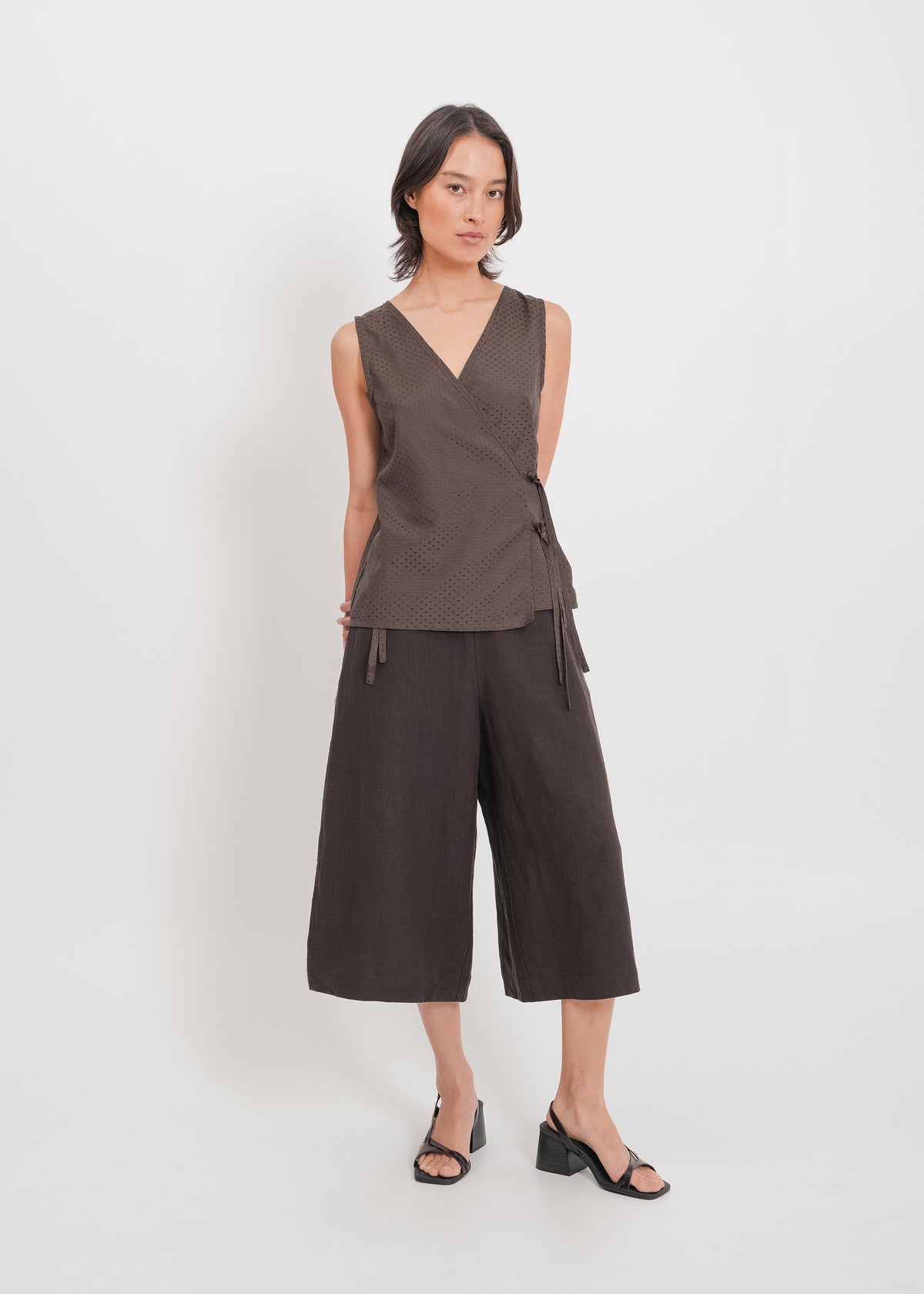 Ellen Wrap Top / Chocolate - 
Chocolate (image 1)
