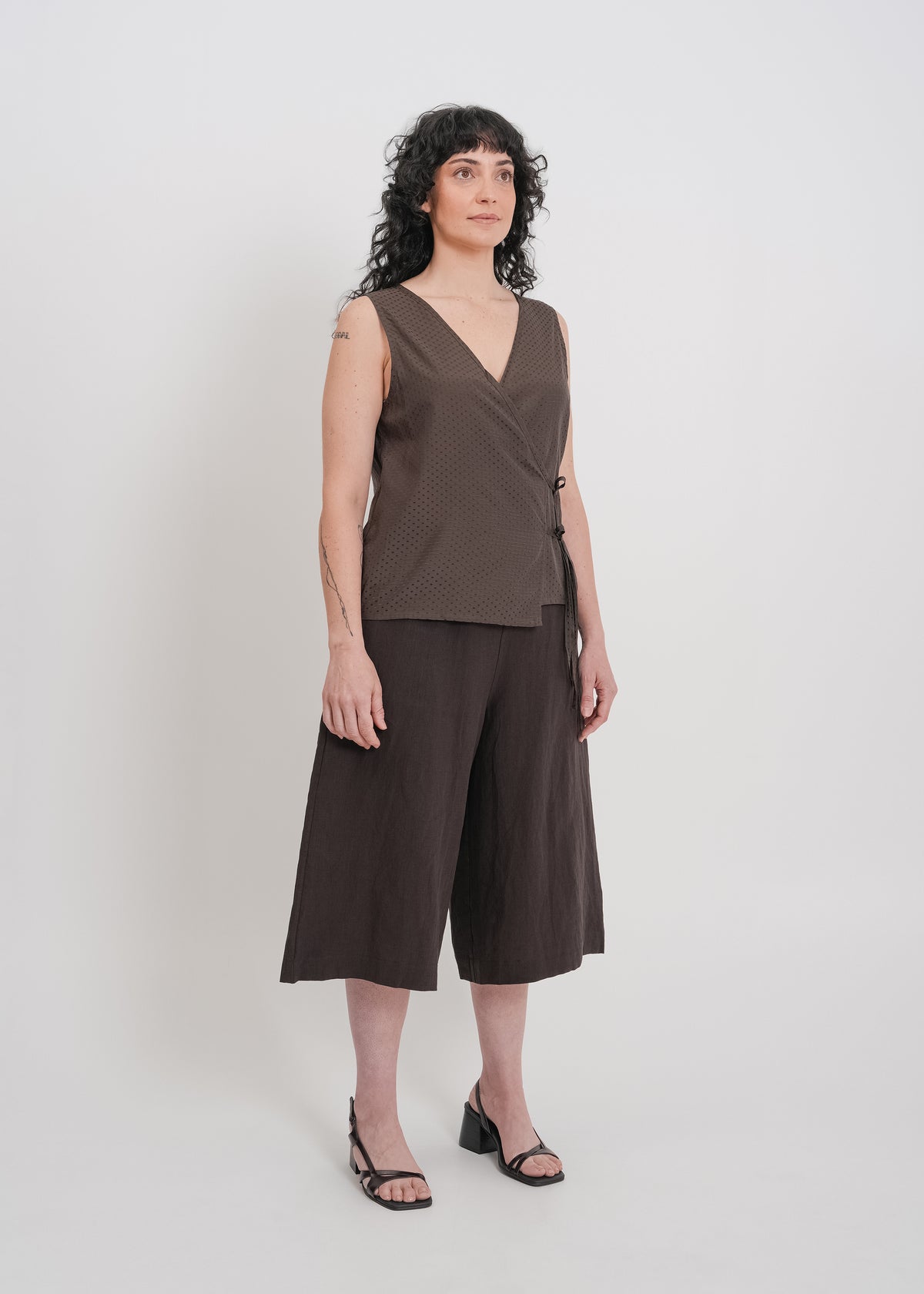 Ellen Wrap Top / Chocolate - 
Chocolate (image 8)