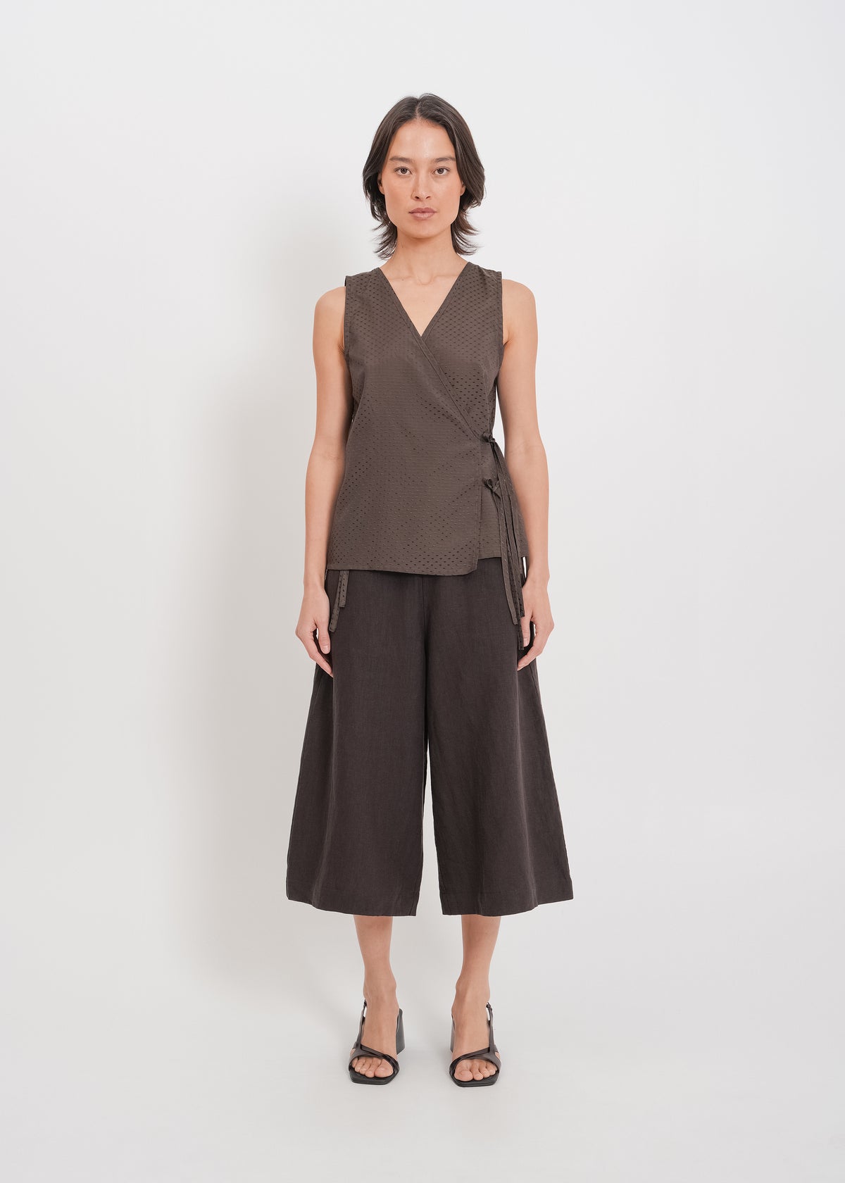 Ellen Wrap Top / Chocolate - 
Chocolate (image 6)