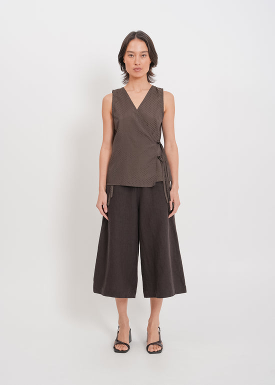 Ellen Wrap Top / Chocolate