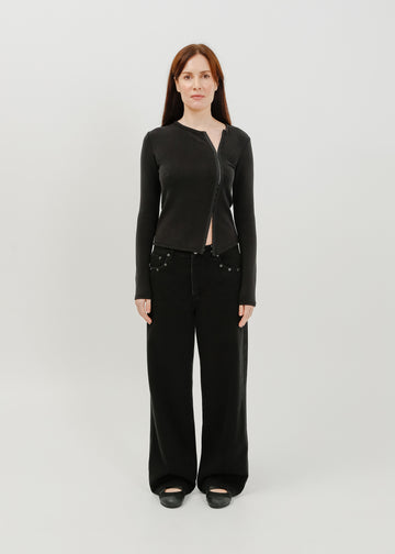 Vera Jersey Cardigan / Black