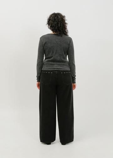 Vera Jersey Cardigan / Washed Black