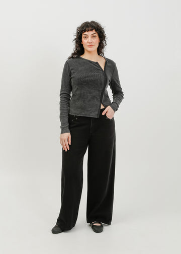 Vera Jersey Cardigan / Washed Black