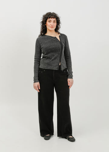 Vera Jersey Cardigan / Washed Black