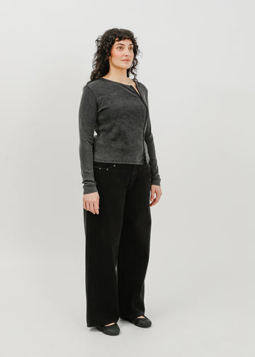 Vera Jersey Cardigan / Washed Black