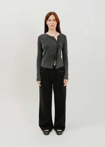 Vera Jersey Cardigan / Washed Black