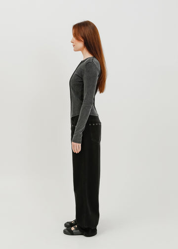 Vera Jersey Cardigan / Washed Black