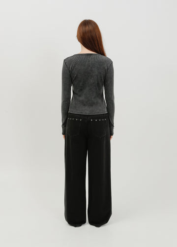 Vera Jersey Cardigan / Washed Black