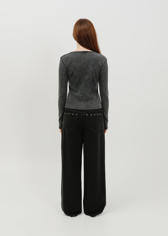 Vera Jersey Cardigan / Washed Black