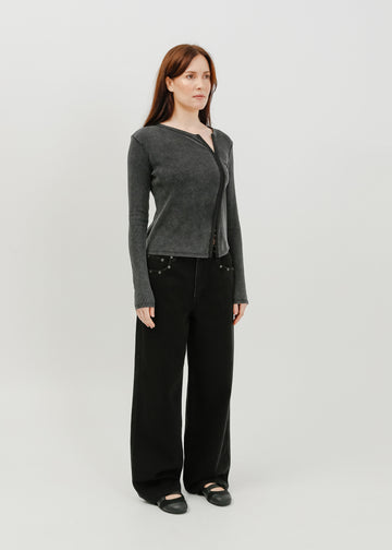 Vera Jersey Cardigan / Washed Black