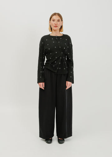Enid Jersey Cardigan / Black