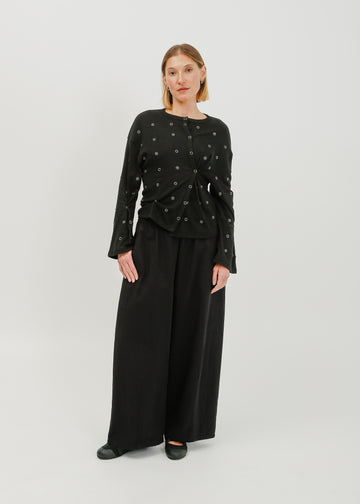 Enid Jersey Cardigan / Black