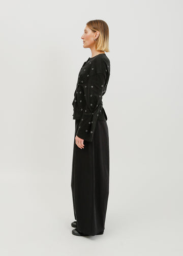 Enid Jersey Cardigan / Black