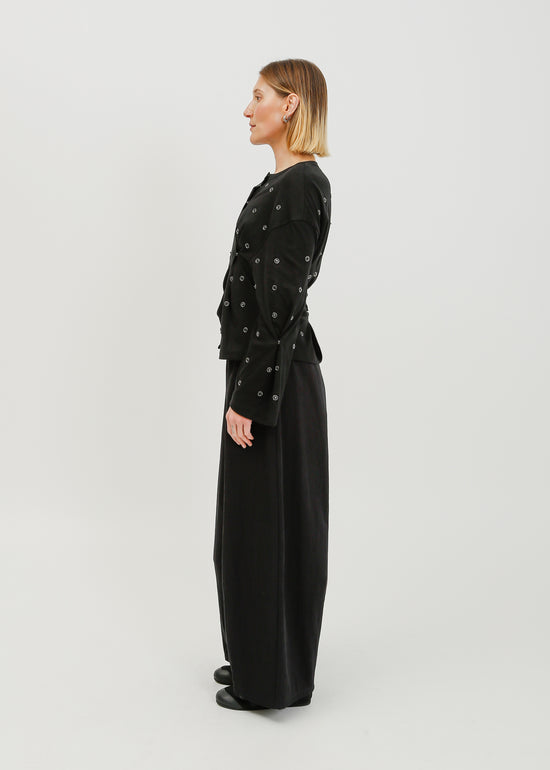 Enid Jersey Cardigan / Black