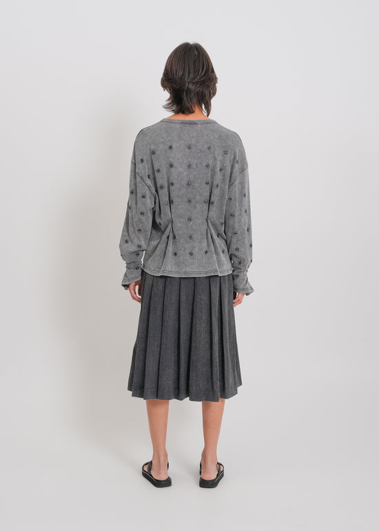 Enid Jersey Cardigan / Washed Grey