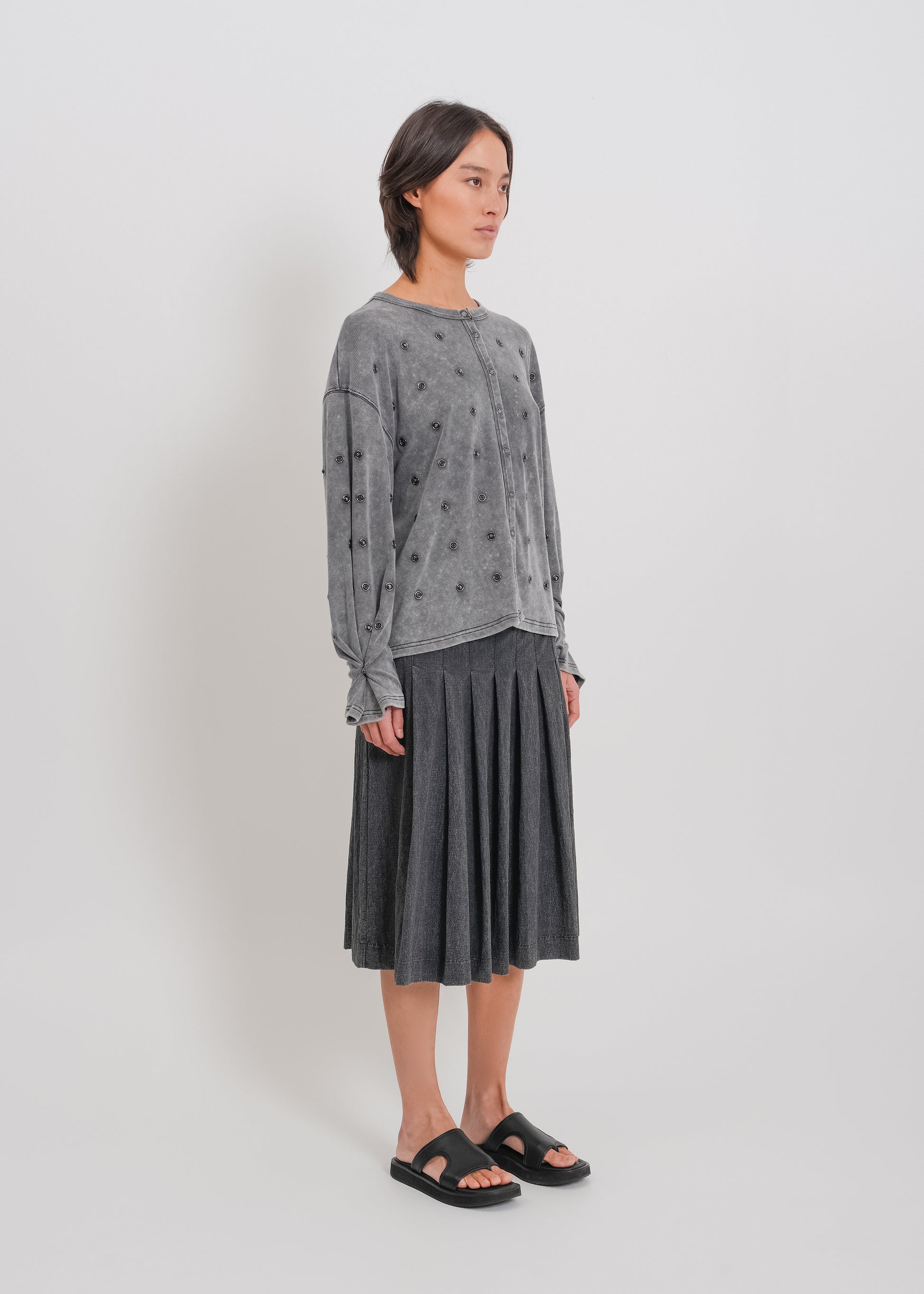 Enid Jersey Cardigan / Washed Grey - 
Washed Grey (image 4)