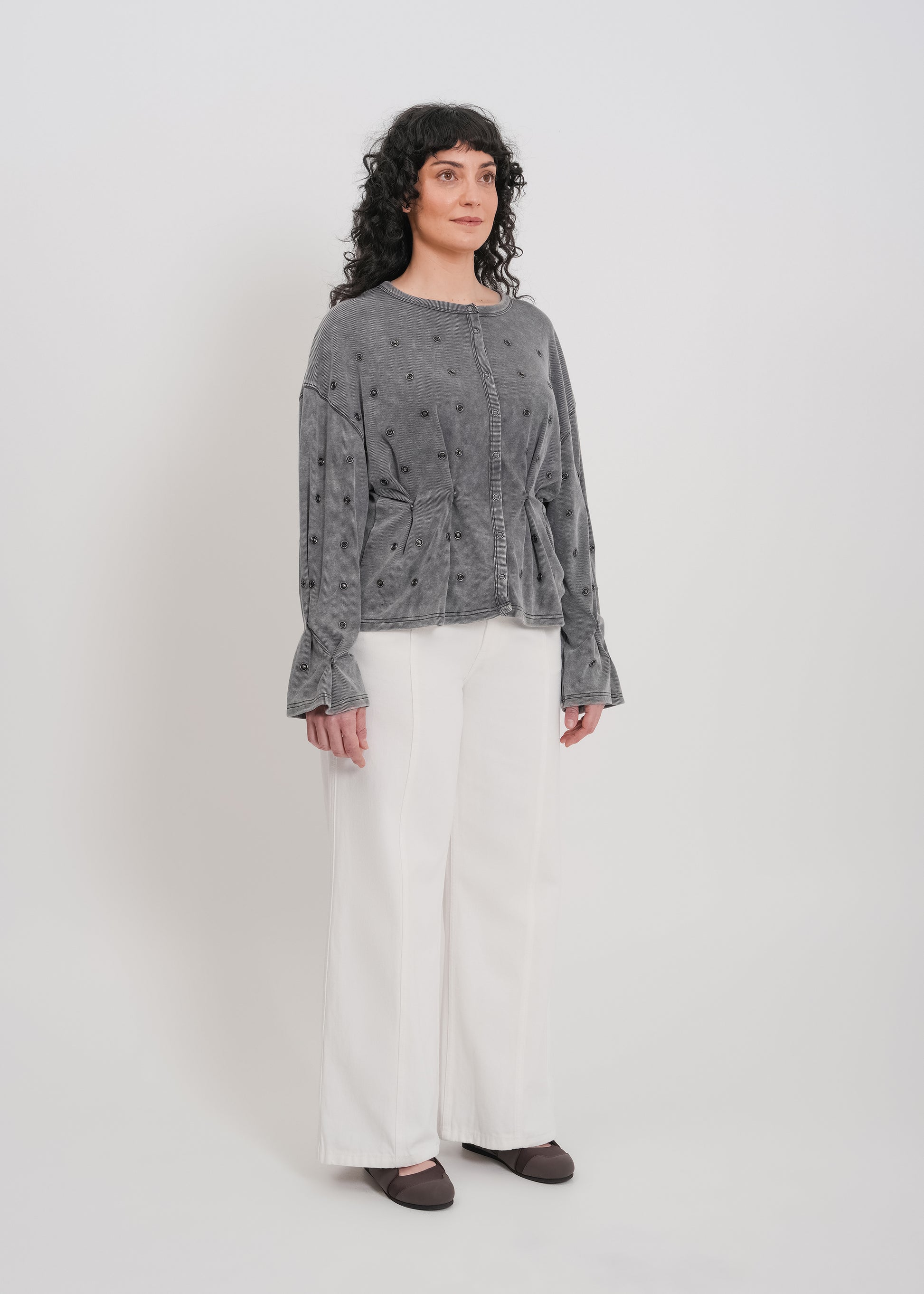 Enid Jersey Cardigan / Washed Grey - 
Washed Grey (image 9)