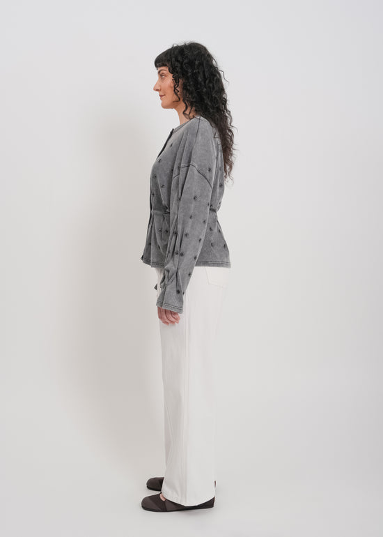 Enid Jersey Cardigan / Washed Grey