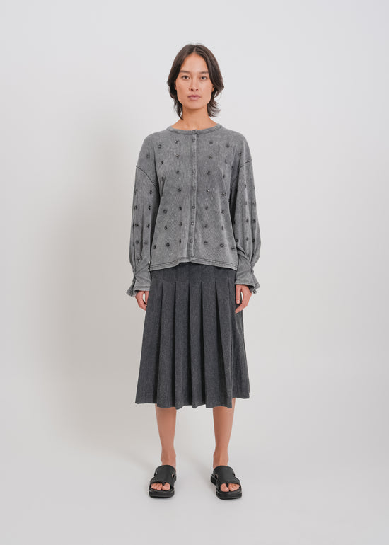 Enid Jersey Cardigan / Washed Grey