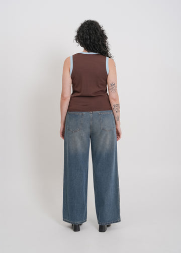 Tashi Knit Tank / Chocolate-Baby Blue